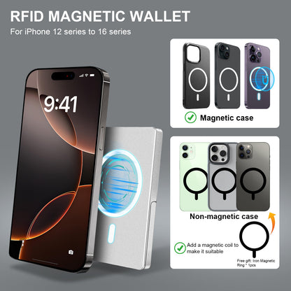 Carteira Magnética TOYFID para iPhone com Suporte Ajustável e Proteção RFID
