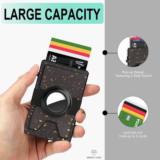 Carteira Minimalista TOYFID em Fibra de Carbono com Suporte para AirTag