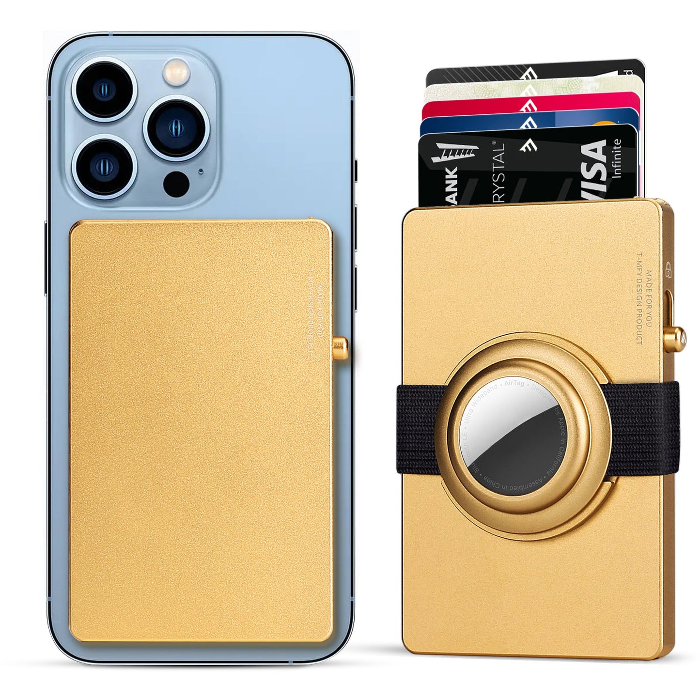 Carteira Pop-Up TOYFID em Alumínio com Suporte para AirTag e Proteção RFID