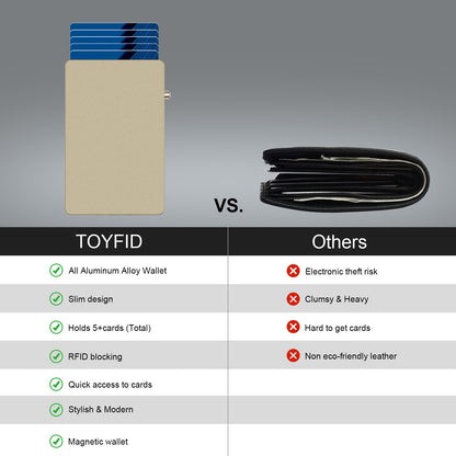 Carteira Pop-Up Minimalista TOYFID em Alumínio com Proteção RFID