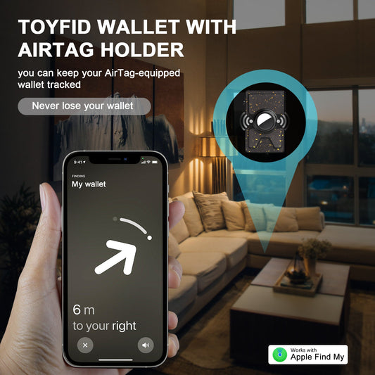 Carteira Minimalista TOYFID em Fibra de Carbono com Suporte para AirTag