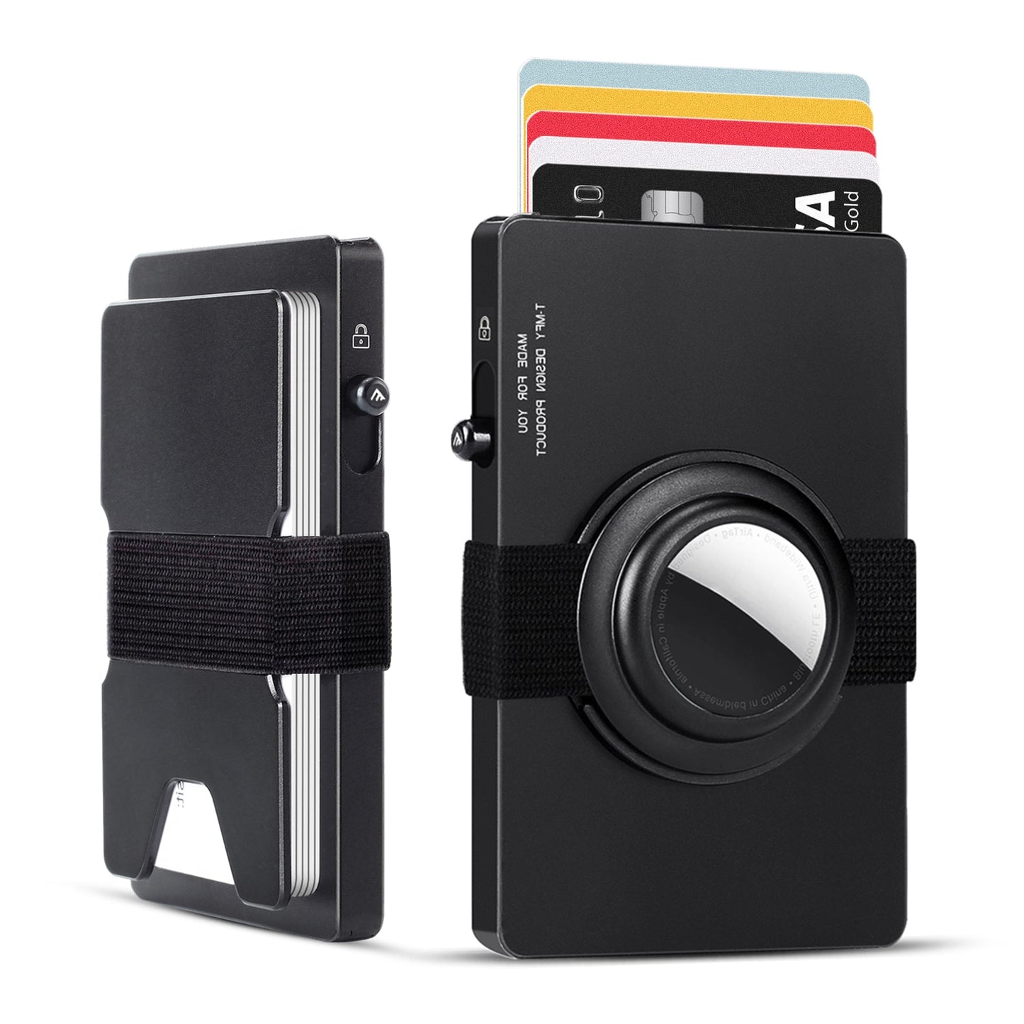 Carteira Pop-Up TOYFID em Alumínio com Suporte para AirTag e Proteção RFID