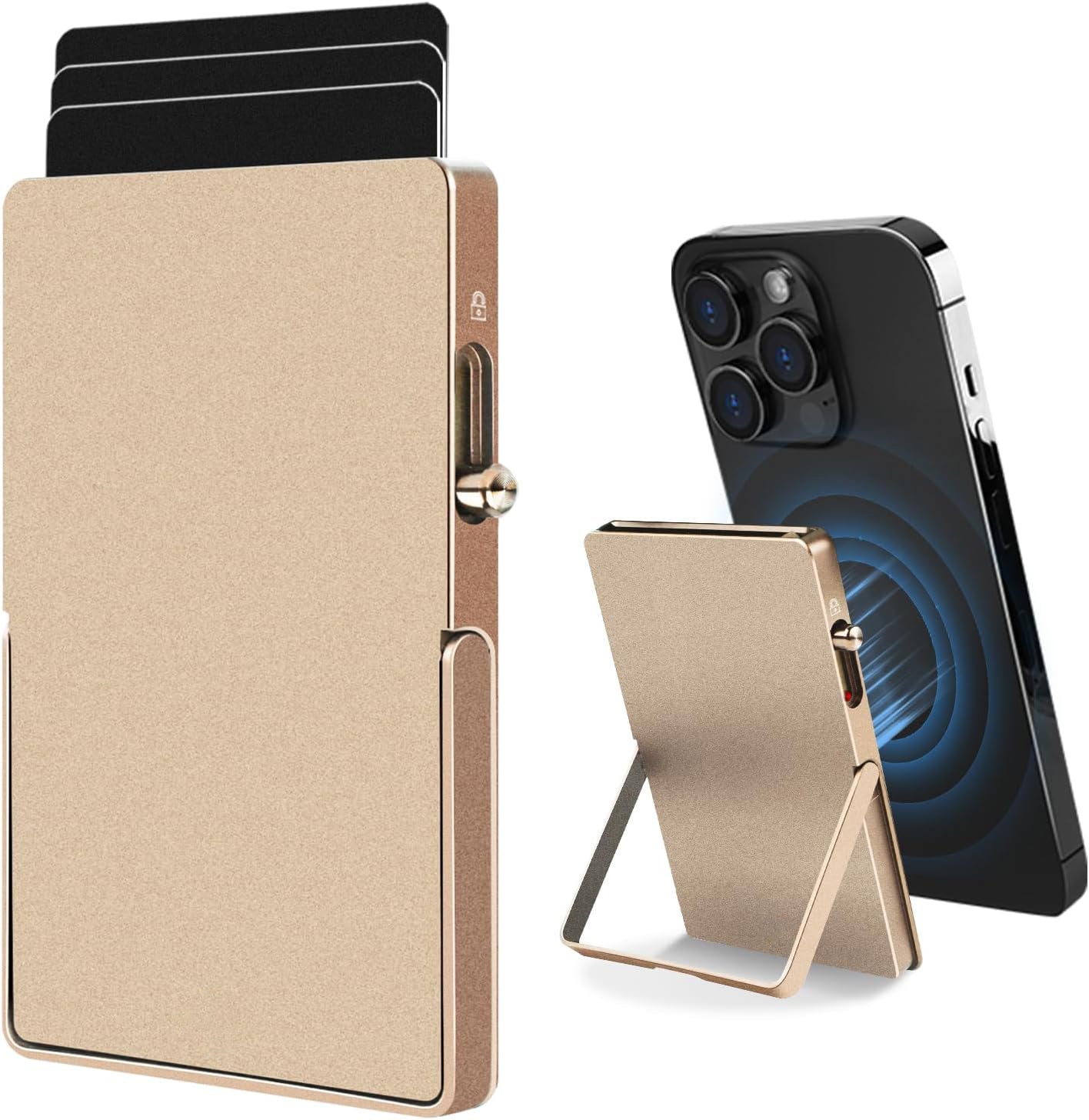 Carteira Magnética TOYFID para iPhone com Suporte Ajustável e Proteção RFID