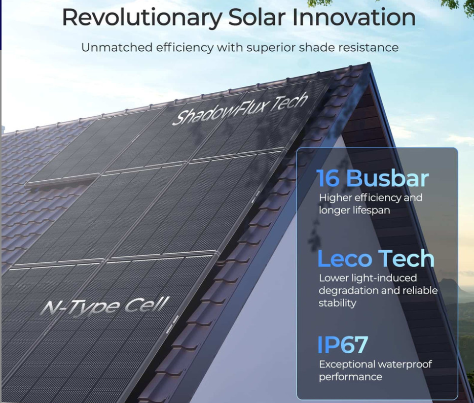 Painel Solar 195W Renogy ShadowFlux N-Type Anti Sombreamento