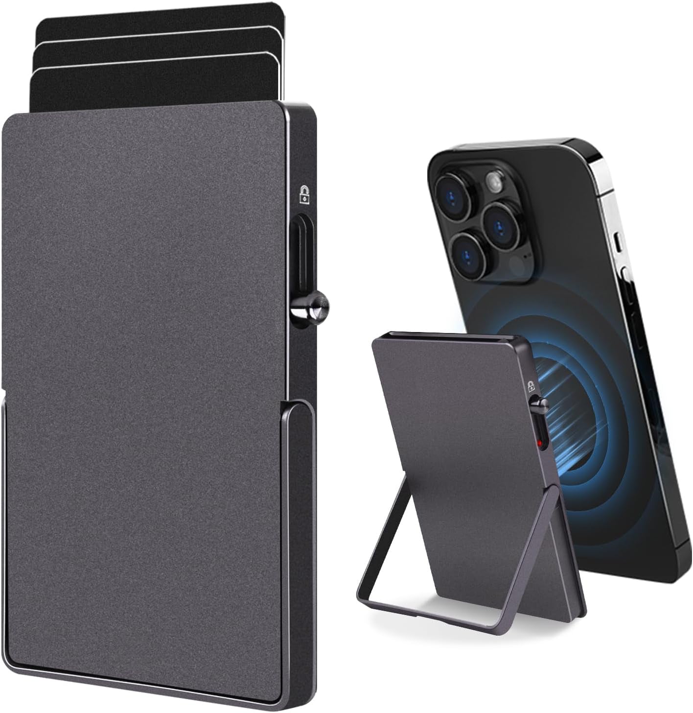 Carteira Magnética TOYFID para iPhone com Suporte Ajustável e Proteção RFID