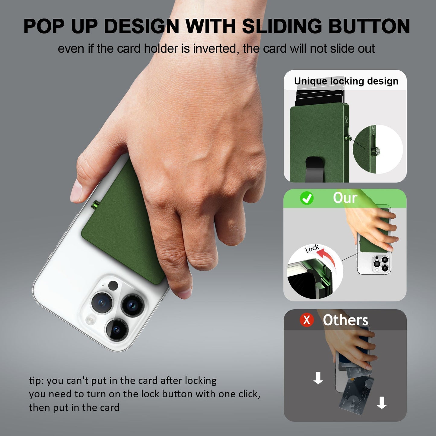 Carteira Magnética Minimalista em Alumínio para iPhone com Proteção RFID