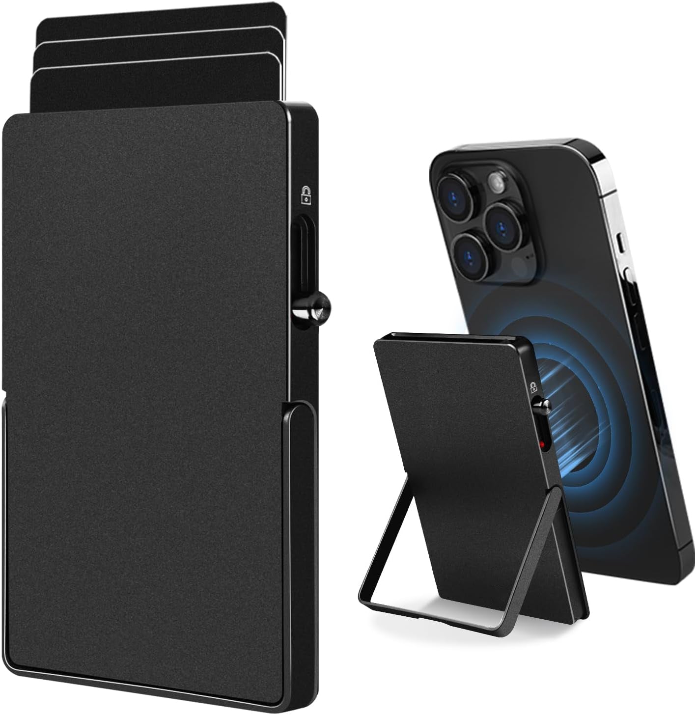 Carteira Magnética TOYFID para iPhone com Suporte Ajustável e Proteção RFID