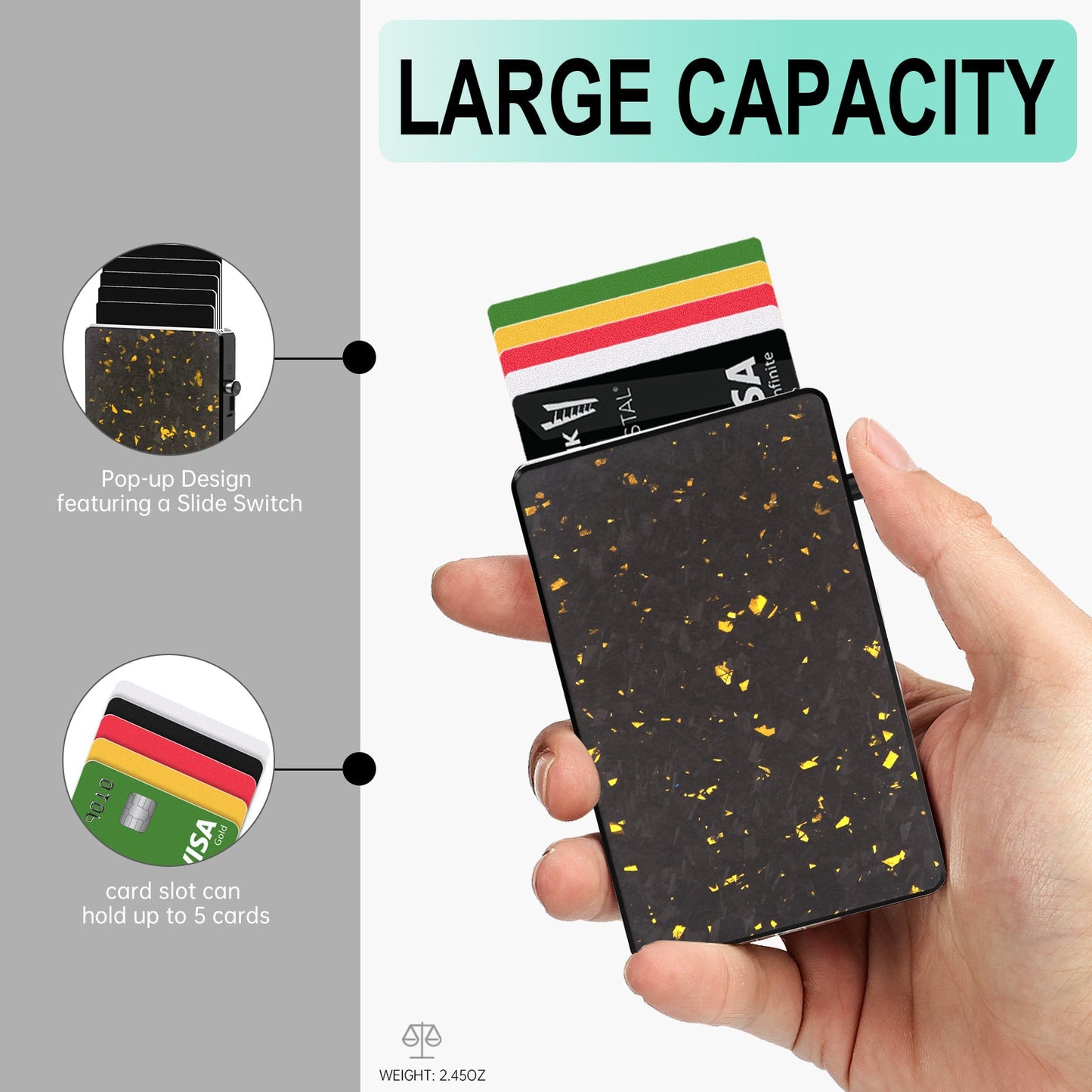 Carteira Minimalista TOYFID em Fibra de Carbono com Suporte para AirTag